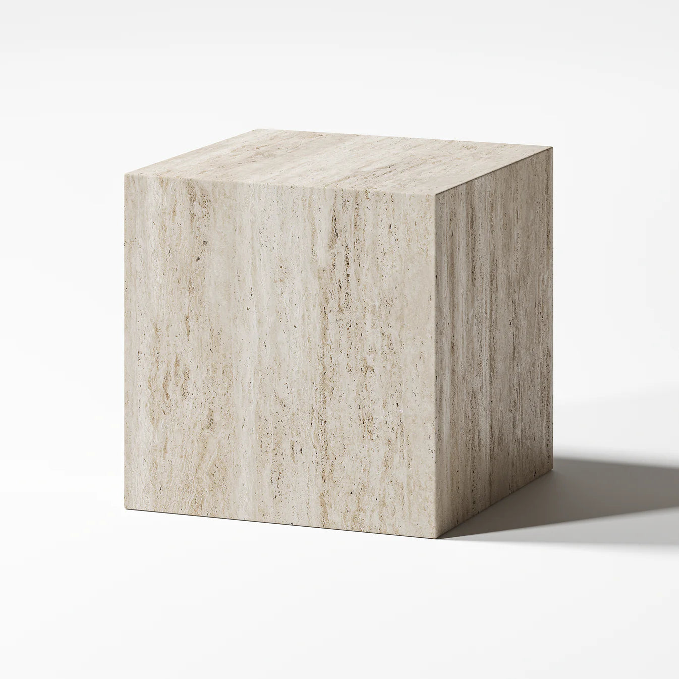 Aura Cube Side Table - Travertine Filled