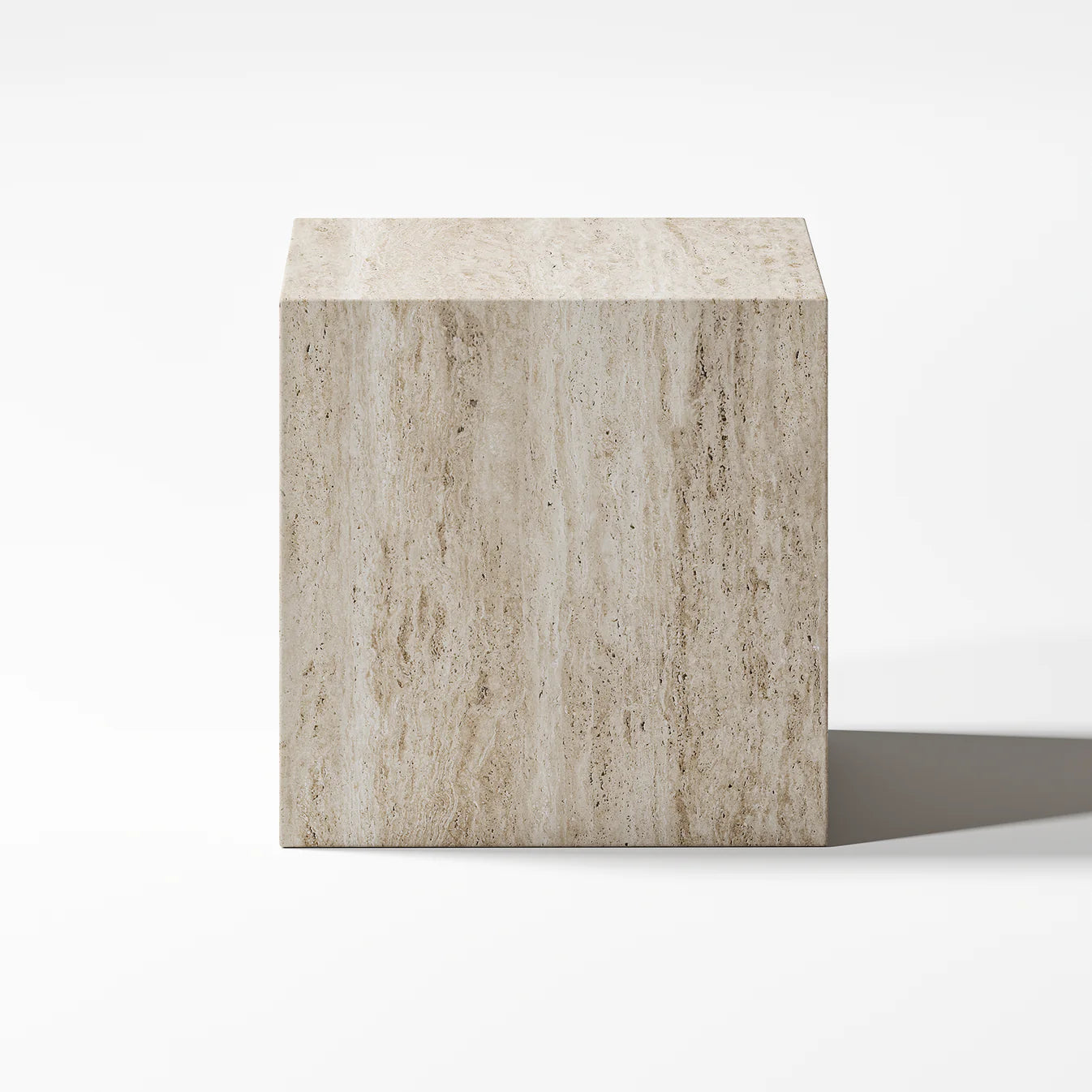 Aura Cube Side Table - Travertine Filled